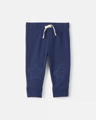 Baby Boy 2-Piece 'Little Man On a Mission' Space Long-Sleeve Bodysuit & Pant Set - Navy Blue