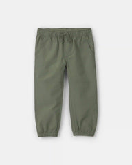 Toddler Boy Canvas Joggers - Olive Green