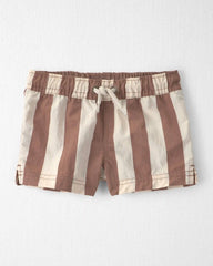 Baby Boy Recycled Swim Trunks in Brown Stripes