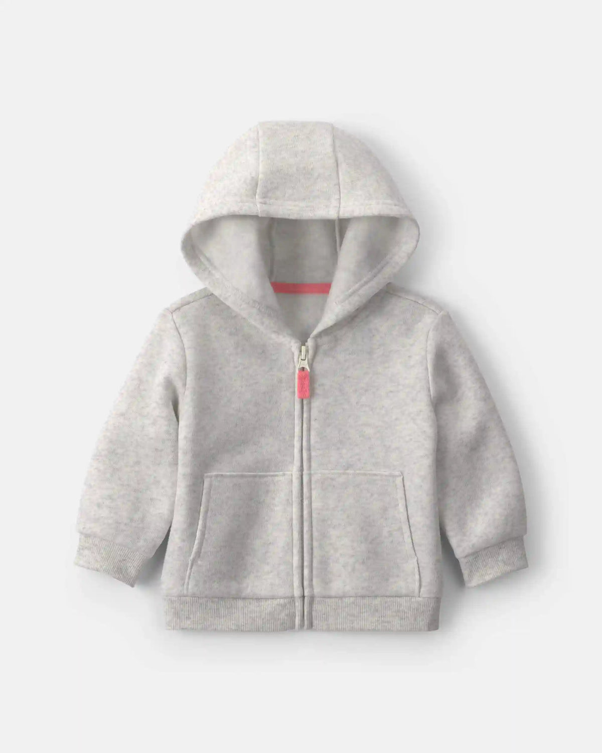 Baby Girl Fleece Zip-Up Hoodie - Grey