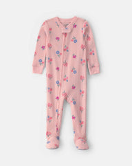 Baby Girl 1-Piece Floral Thermal Snug Fit Footed Pajama - Pink