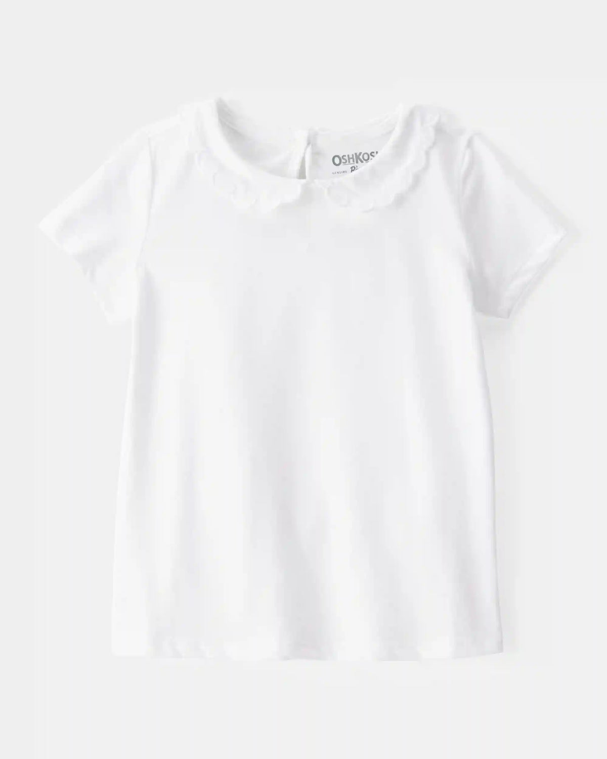 Toddler Scalloped Collar Short-Sleeve Top - White