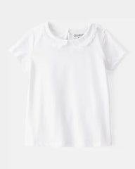Toddler Scalloped Collar Short-Sleeve Top - White