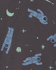 Boys 4-Piece Astronaut Glow in the Dark 100% Cotton Snug Fit Pajama Set - Blue