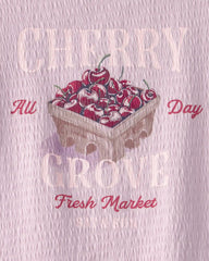 Girls Cherry Ruched Top - Purple