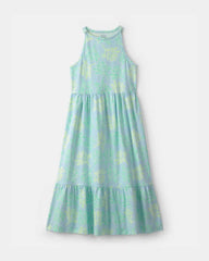 Girls Coral Reef Sleeveless Maxi Dress - Blue/Green