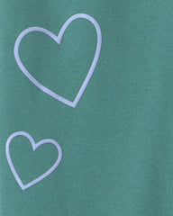 Girls Heart Fleece Wide-Leg Active Pants - Green