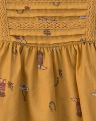 Baby Girl Horseshoe Twill Long-Sleeve Dress - Khaki
