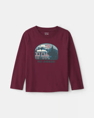 Toddler Boy 'All Aboard!' Train Long-Sleeve Graphic Tee - Burgundy