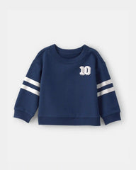 Baby Boy Varsity French Terry Pullover Sweatshirt - Navy Blue