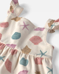 Baby Girl Organic Cotton Tiered Dress in Seashells