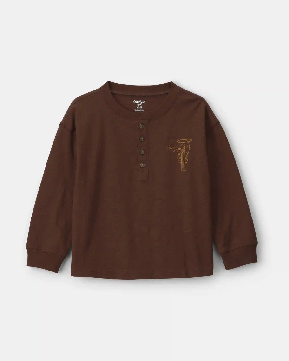 Toddler Boy 'Best Of The West' Long-Sleeve Henley T-Shirt - Brown
