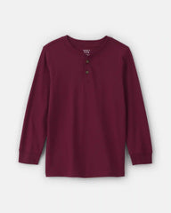 Boys Long-Sleeve Henley T-Shirt - Burgundy