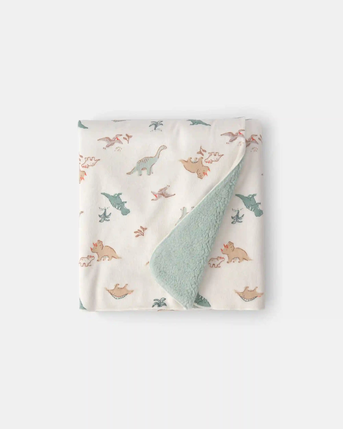 Baby Boy Dinosaur Plush Blanket - Green/Ivory