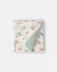 Baby Boy Dinosaur Plush Blanket - Green/Ivory