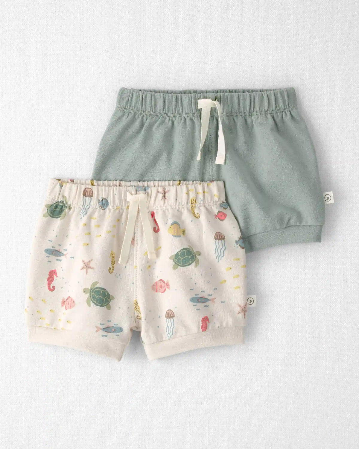 Baby Girl 2-Pack Organic Cotton Shorts in Under the Sea