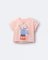 Toddler Girl Breezy High-Low Top in Circus Print - Pink