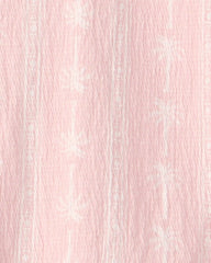 Girls Palm Tree Crinkle Top - Pink