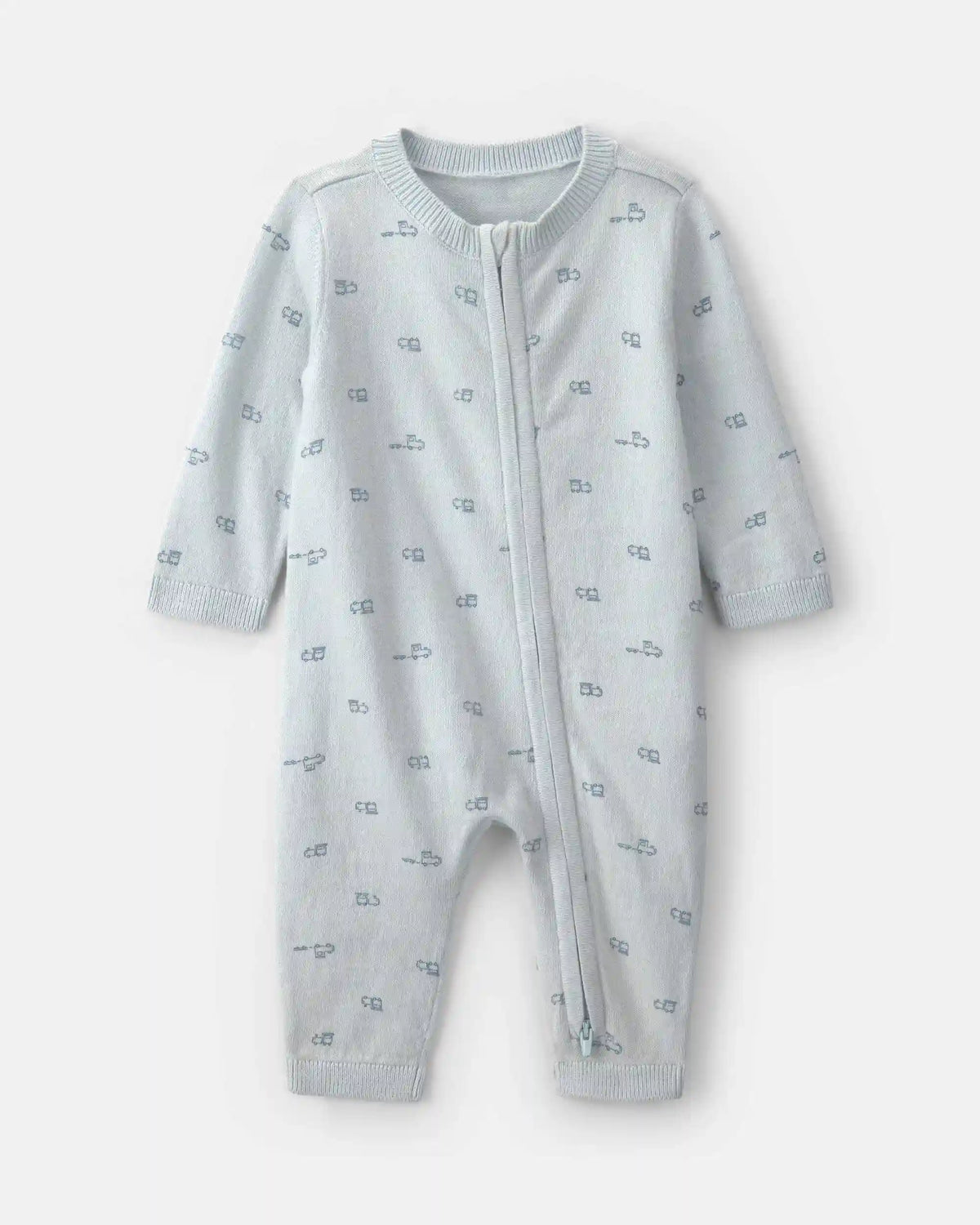 Baby Boy Train 2-Way Zip Long-Sleeve Jumpsuit - Blue