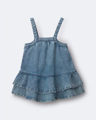 Toddler Girl Ruffle Denim Skirtall in Avenue Wash - Blue