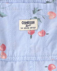 Baby Girl Cherry Canvas Shortall - Blue