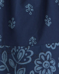 Toddler Girl Floral Ruffle-Sleeve Tank Top - Navy