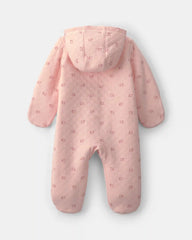 Baby Girl Sheep Teddy Fleece Long-Sleeve Jumpsuit - Pink