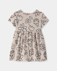 Baby Girl Floral Ladybug Short-Sleeve Dress - Brown