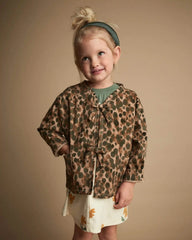Toddler Girl Bow Jacket in Leopard - Brown