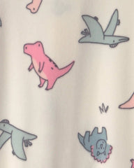 Baby Girl Dinosaur Fleece 2-Way Zip DreamPlush Sleep & Play Pajamas - Cream