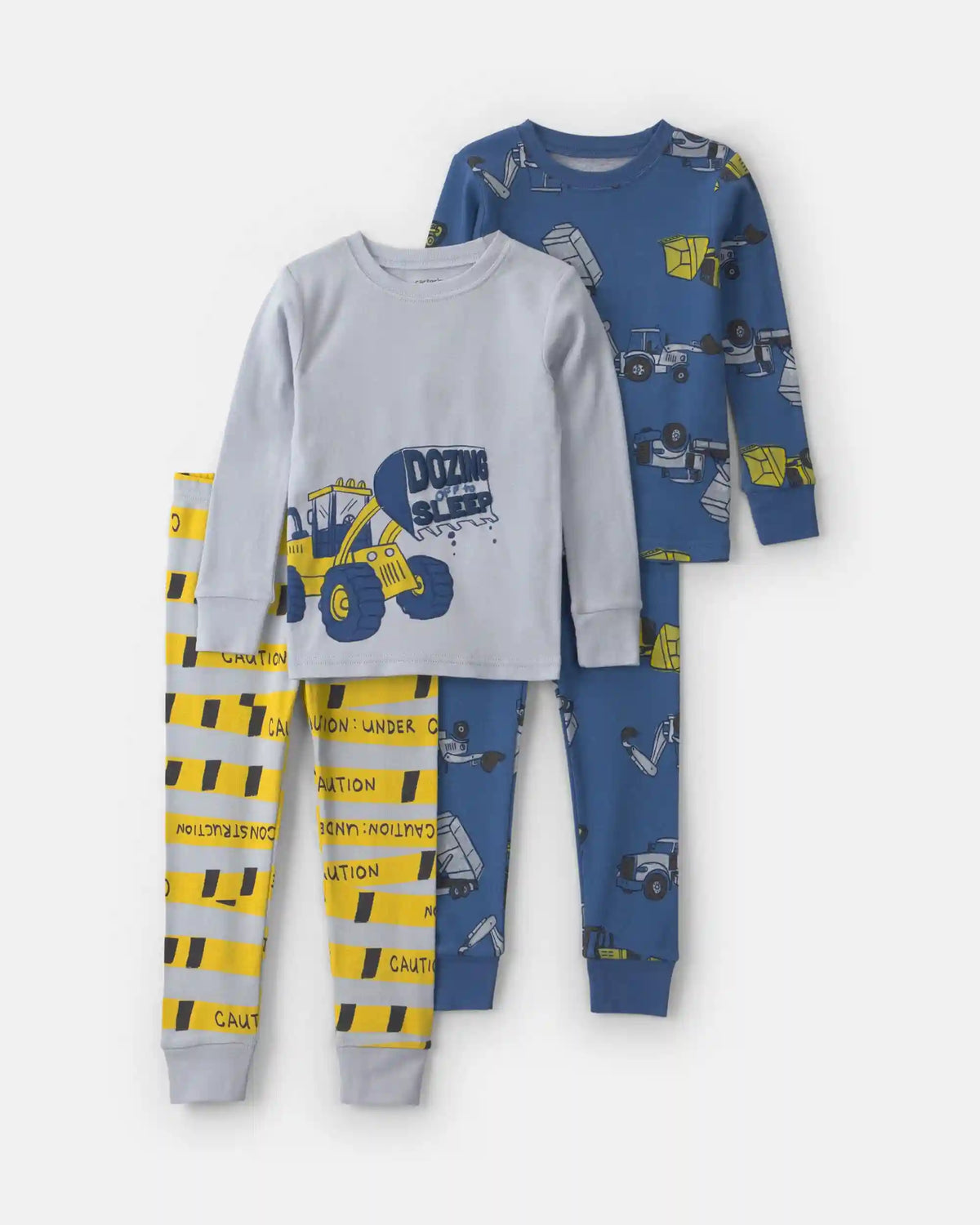 Toddler Boy 4-Piece Construction 100% Cotton Snug Fit Pajama Set - Blue/Green