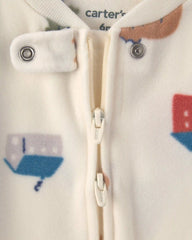 Baby Bear Cabin Fleece 2-Way Zip Sleep & Play Pajamas - Cream