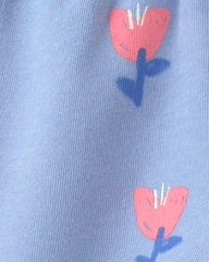 Baby Girl Floral Fleece Pants - Blue