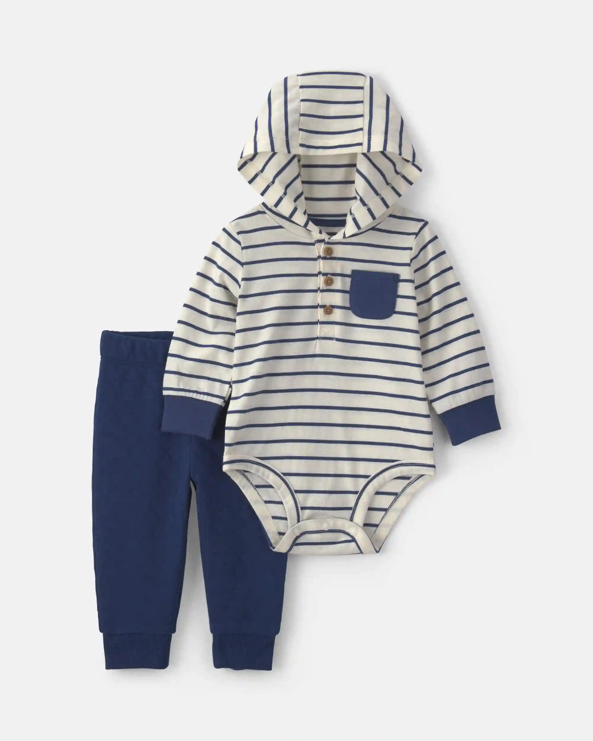 Baby Boy 2-Piece Striped Long-Sleeve Bodysuit & Pant Set - Navy Blue