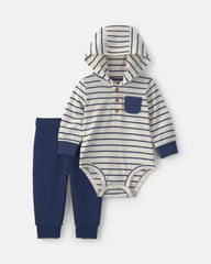 Baby Boy 2-Piece Striped Long-Sleeve Bodysuit & Pant Set - Navy Blue