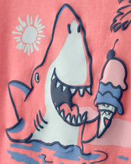Toddler Boy Shark Graphic Tee - Coral