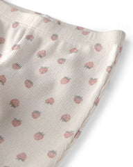 Baby Girl Organic Cotton Rib Footed Pants in Strawberry Print