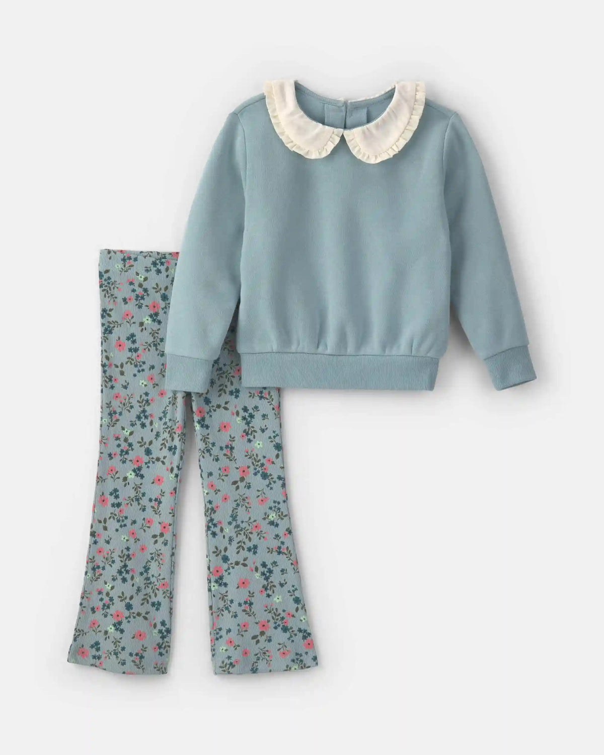 Toddler Girl 2-Piece Floral Fleece Sweatshirt & Pant Set - Blue