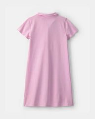 Girls Uniform Piqué Short-Sleeve Dress - Pink