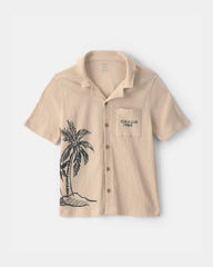 Boys 2-Piece Beach Button-Down Shirt & Short Set - Khaki