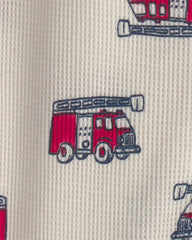 Baby Boy 1-Piece Firetrucks Thermal Snug Fit Footed Pajama - Cream