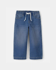 Toddler Girl Drawstring Wide-Leg Jeans - Dark Wash