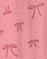 Toddler Girl 1-Piece Bows 100% Cotton Snug Fit Footed Pajama - Pink