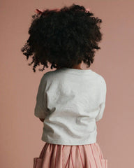 Toddler Girl 'Vibing' High-Low Dolman Tee in Clementine Print - Heather Grey
