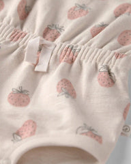 Baby Girl Organic Cotton Romper in Strawberry Print