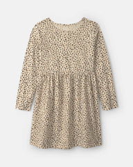 Girls Leopard Long-Sleeve Dress - Brown