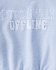 Kid Oversized "Currently Offline" Graphic Sweatshirt - Blue