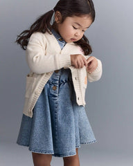 Toddler Cardigan with Avenue Pockets in Character Print- Cream