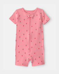 Baby Girl Fruit 100% Cotton 1-Piece Romper Pajama - Pink