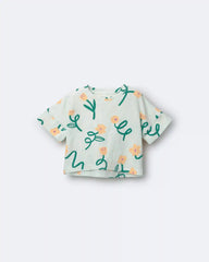Toddler Girl High-Low Dolman Tee in Floral Print - Light Green
